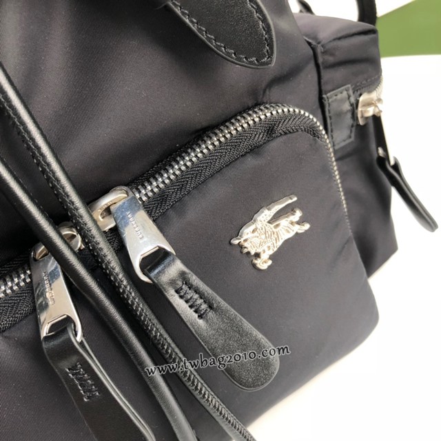 Burberry專門店新款中號牛皮雙肩包邊飾軍旅背包 巴寶莉尼龍布軍風包 yxb1248